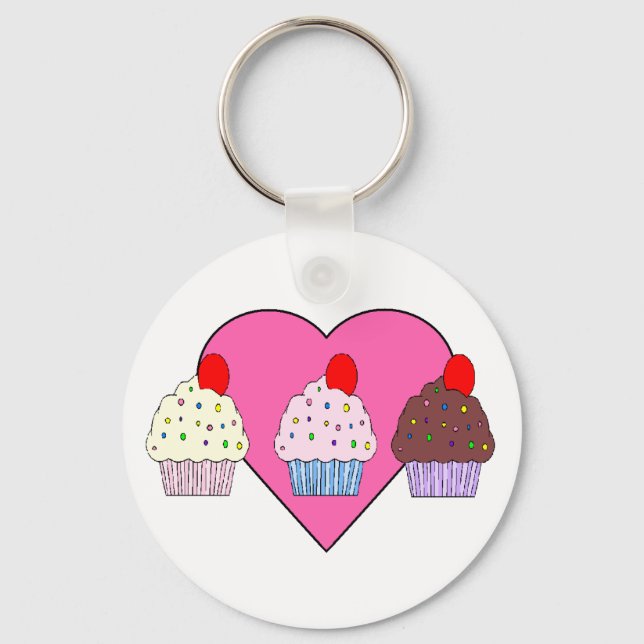 cupcake hearts key ring (Front)