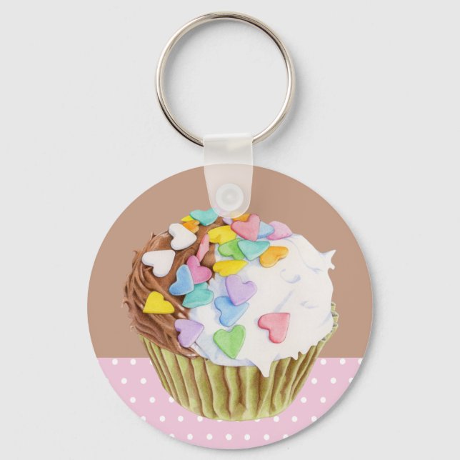Cupcake Hearts Keychain (Front)