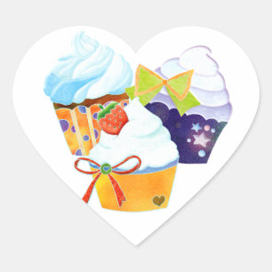 Cupcake Heaven Bakery Business Heart Sticker