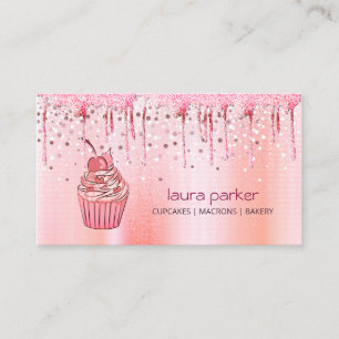 Cupcake Home Bakery Pastry Rose Gold Dripping Business Card