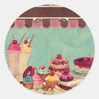 Cupcake & Ice Cream Patisserie Classic Round Sticker