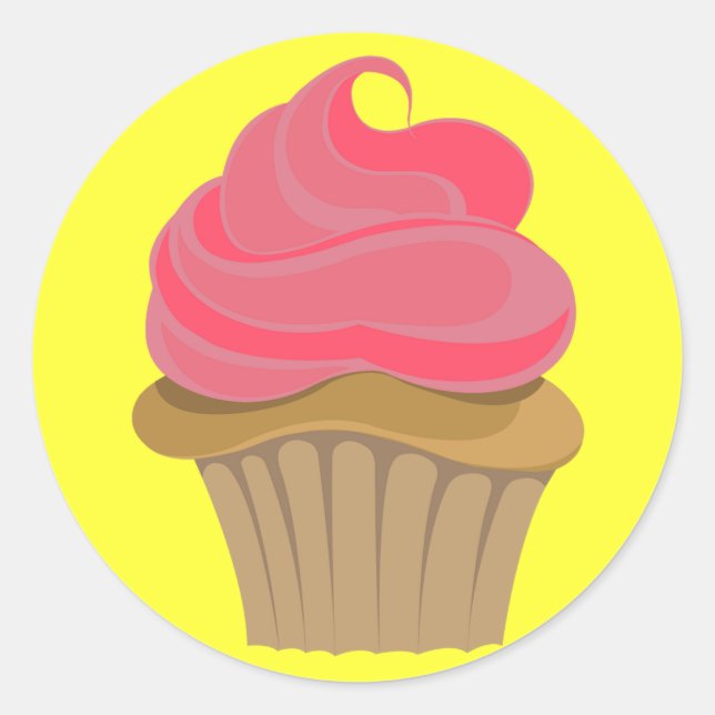 Cupcake Illustration Classic Round Sticker (Front)