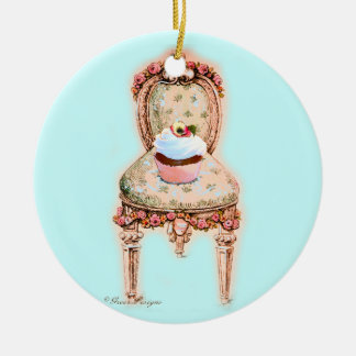 Cupcake in Victorian Chair Ceramic Tree Decoration
