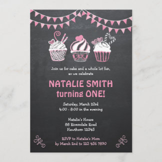 Cupcake Invitation / Chalkboard Cupcake invitation