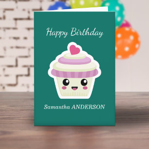Cupcake Kawaii Birthday Card