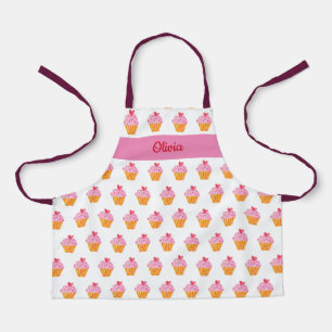 Cupcake Kids NAME baking apron watercolor retro