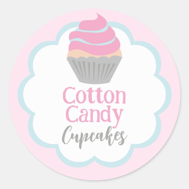 Cupcake Label | Cotton Candy | Scallop Circle (Front)