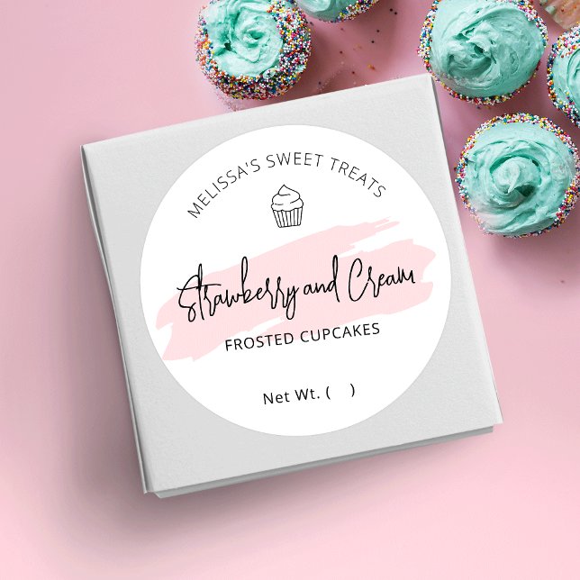 Cupcake Label Feminine Bakery Flavour Round Sticke (Creator Uploaded)