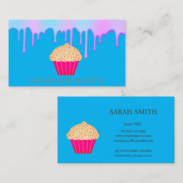 Cupcake Logo Bakery Chef,cute Business Card (Front/Back)