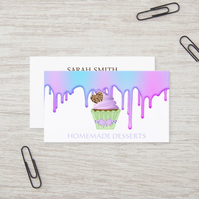 Cupcake Logo Bakery Chef,cute Business Card (Front/Back In Situ)