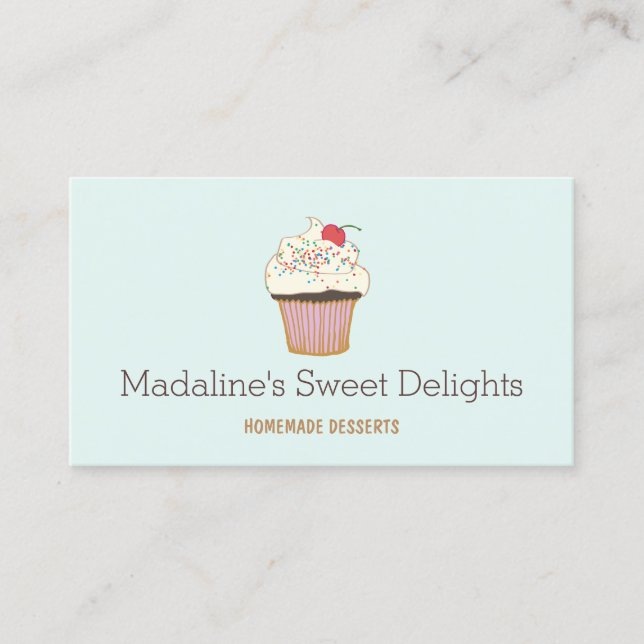 Cupcake Logo Bakery Pastry Chef Catering Business Card (Front)