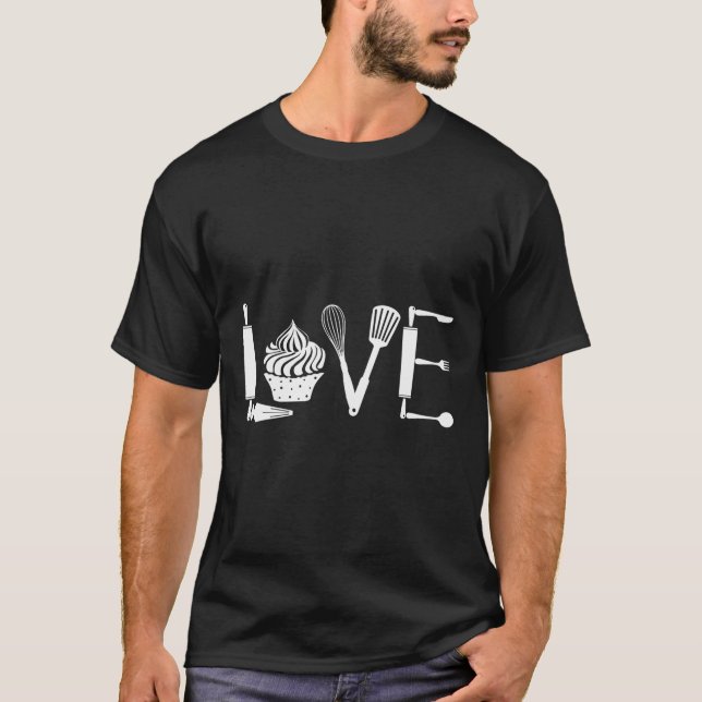 Cupcake Love Baking T-Shirt Gift For Baking Lovers (Front)