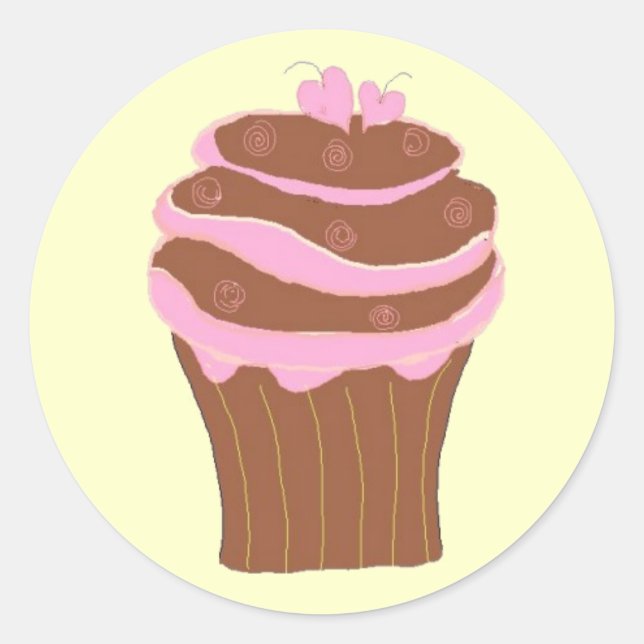 Cupcake Love Classic Round Sticker (Front)