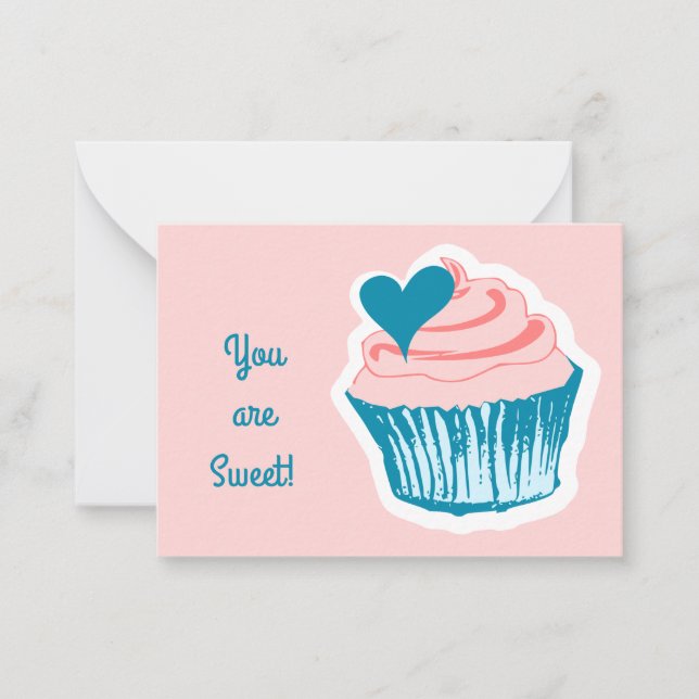 Cupcake Love custom classroom Valentine's Note Card (Front)