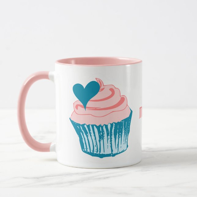 Cupcake Love custom name mugs (Left)