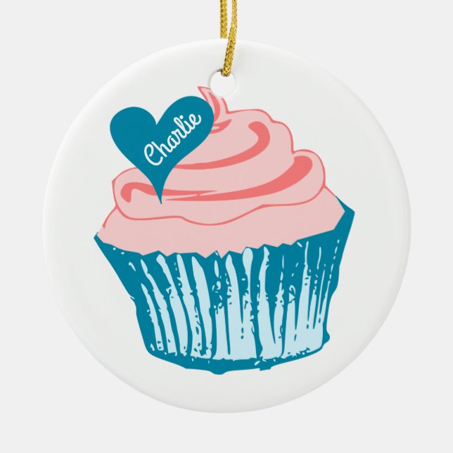 Cupcake Love custom name ornaments (Front)