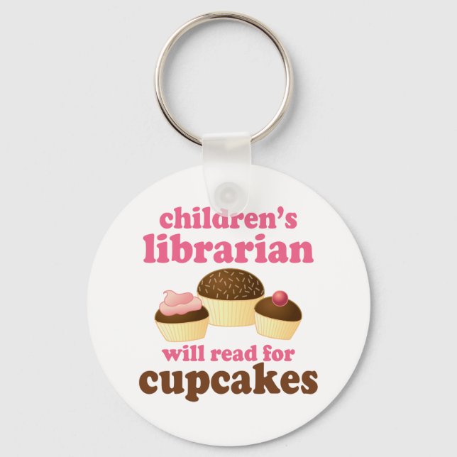 Cupcake Lover Childrens Librarian Gift Key Ring (Front)