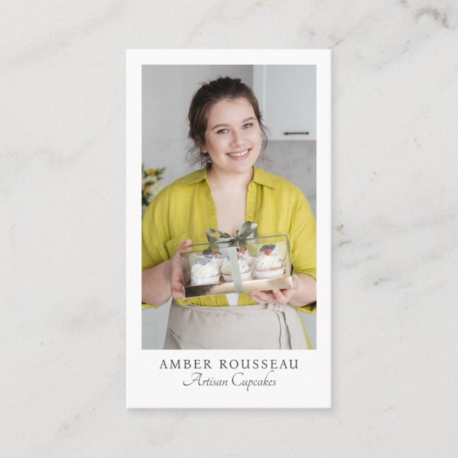 Cupcake Maker Photo QR Code Business Card (Front)