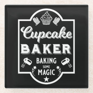 Cupcake Master Baker Glass Coaster