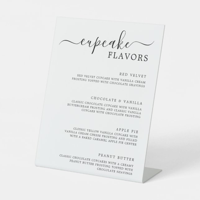 Cupcake Menu Sign Minimalist Wedding Cupcake Sign  (Front)