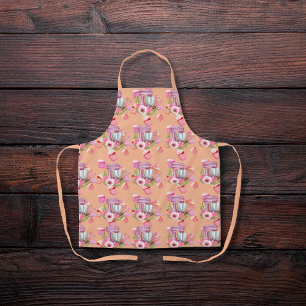 Cupcake & Mixer Peach-Coloured Kitchen Apron