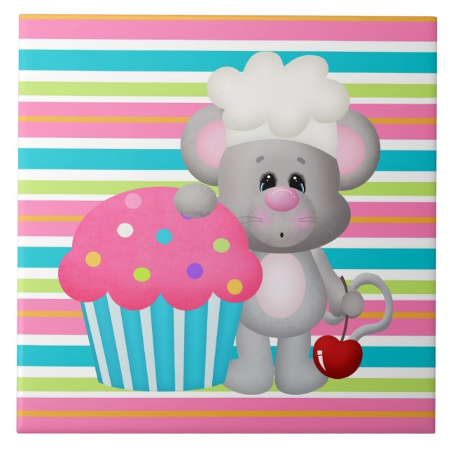 Cupcake Mouse Bakery Cartoon Tile (Front)