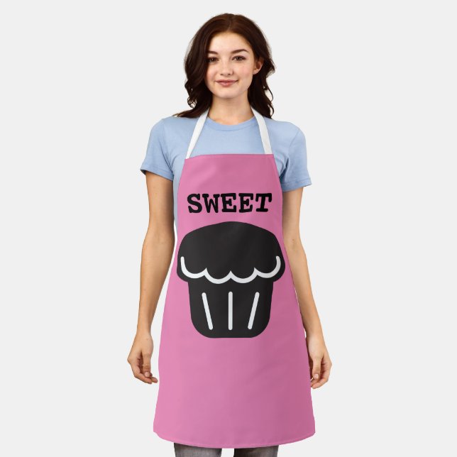 CUPCAKE MUFFIN KITCHEN PINK APRON (Worn)