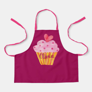 Cupcake NAME baking apron watercolor vintage