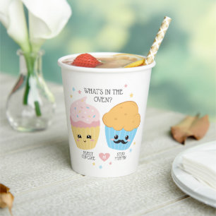Cupcake or Stud Muffin Gender Reveal Paper Cups