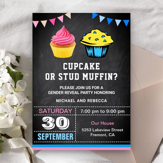 Cupcake or Stud Muffin Gender Reveal Party Invitation (Creator Uploaded)