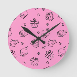 Cupcake Outlines Wall Clock