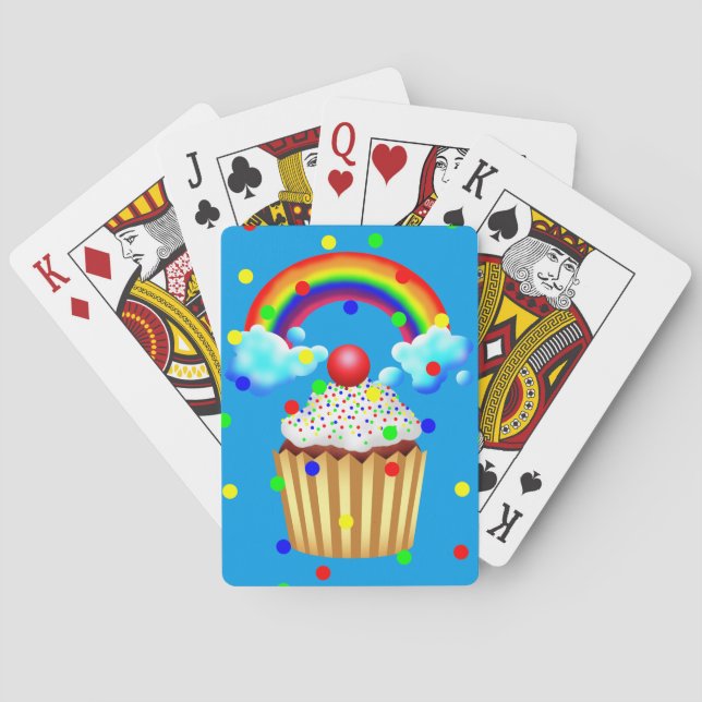 Cupcake Party with Rainbow & Sprinkles Playing Cards (Back)