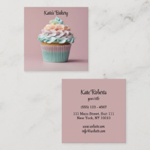 Cupcake Pastel Colours Bakery Pastry Chef Catering Square Business Card