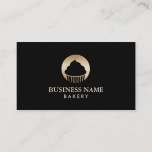 Cupcake Pastry Bakery Chef Black & Gold Business Card