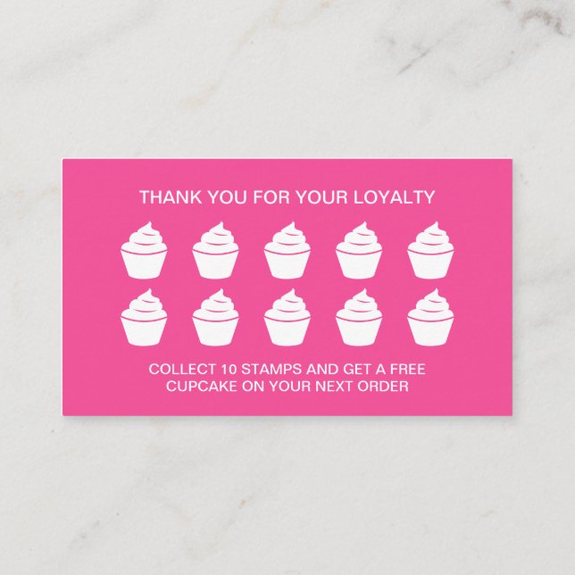 Cupcake pastry bakery loyalty punch card template (Back)