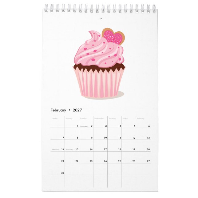 Cupcake Pastry Calendar (Feb 2027)