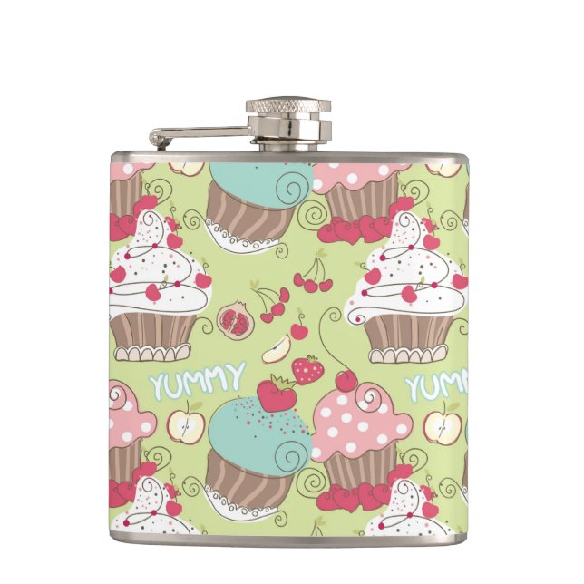 Cupcake pattern hip flask (Front)