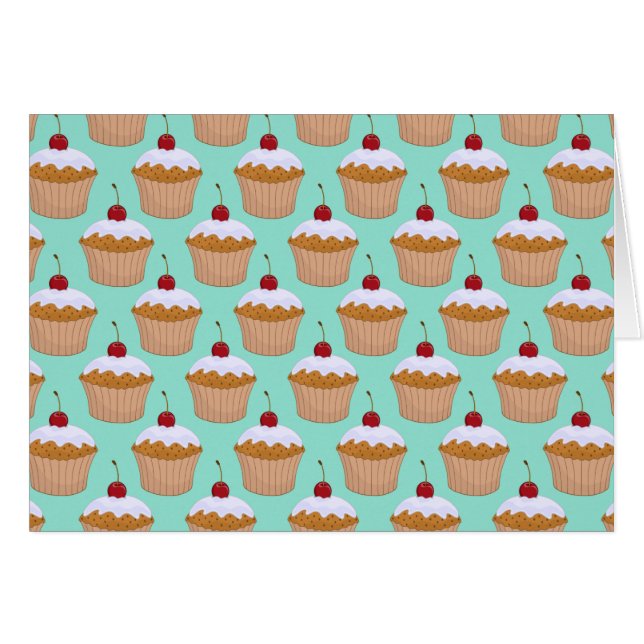 Cupcake Pattern in Teal (Front Horizontal)