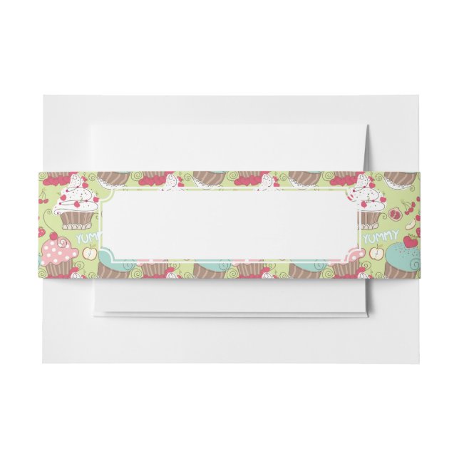 Cupcake pattern invitation belly band (Front Example)