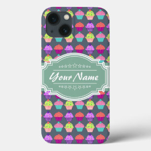 Cupcake Pattern MintPersonalized Name iPhone 13 Case