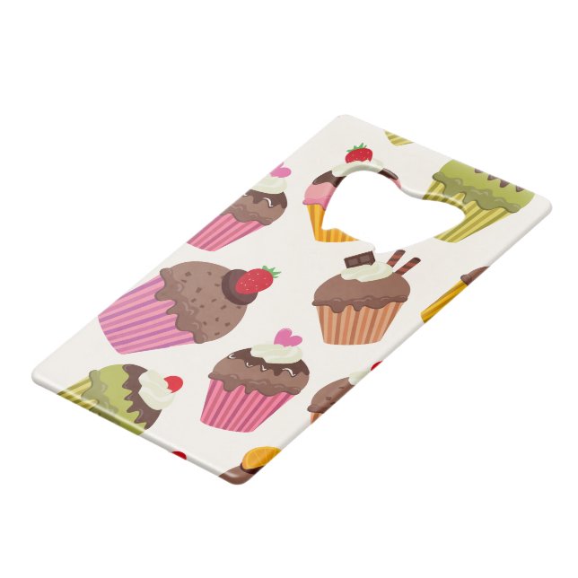 Cupcake Pattern, Muffin Pattern, Chocolate, Hearts (Front Angled)
