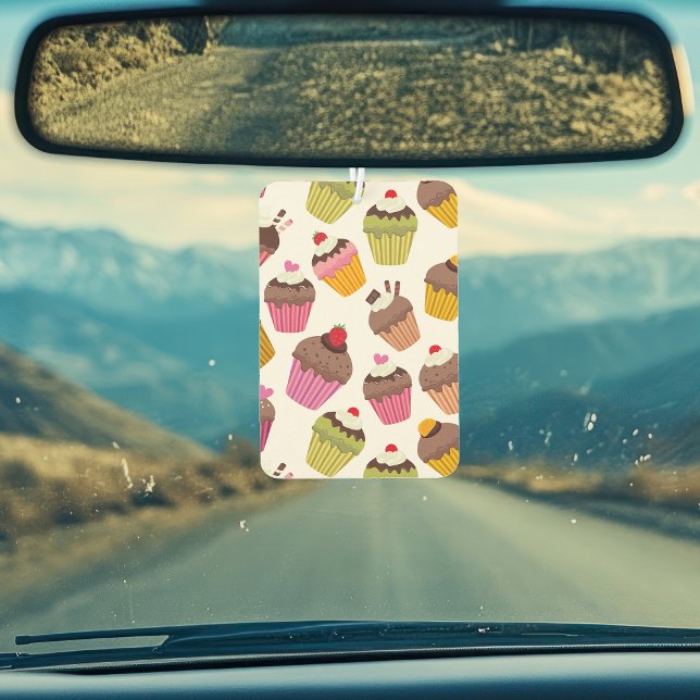 Cupcake Pattern, Muffin Pattern, Chocolate, Hearts Car Air Freshener (Creator Uploaded)