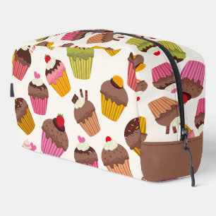 Cupcake Pattern, Muffin Pattern, Chocolate, Hearts Dopp Kit