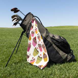 Cupcake Pattern, Muffin Pattern, Chocolate, Hearts Golf Towel