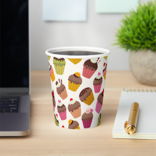Cupcake Pattern, Muffin Pattern, Chocolate, Hearts Paper Cups
