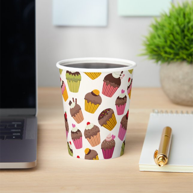 Cupcake Pattern, Muffin Pattern, Chocolate, Hearts Paper Cups (Insitu)