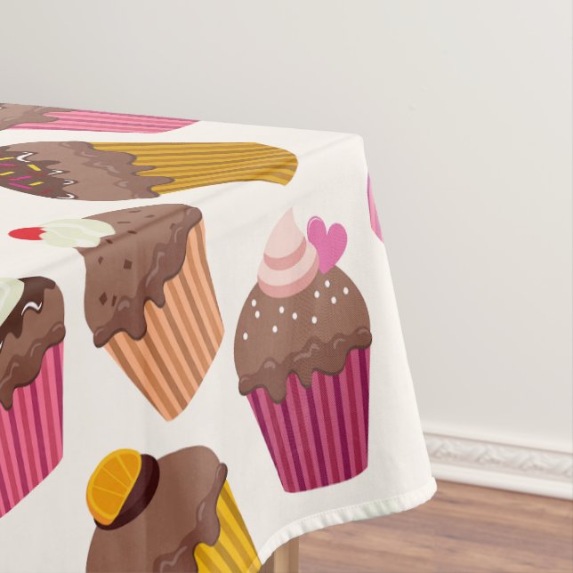 Cupcake Pattern, Muffin Pattern, Chocolate, Hearts Tablecloth (In Situ)