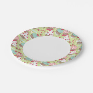 Cupcake pattern paper plate