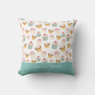 Cupcake Pattern Personalised Name Cushion