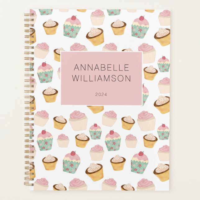 Cupcake Pattern Personalised Planner (Front)